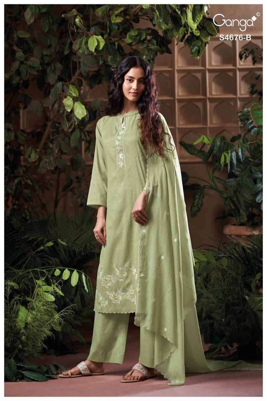 BIREVA 4676 Series By Ganga Fashion  Beautiful Festive Suits Stylish Colorful Fancy Casual Wear & Ethnic Wear PURE BEMBERG MUL Dresses At Wholesale Price